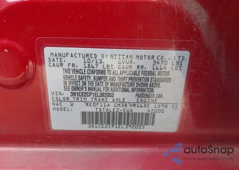 2014 Nissan Versa Note Sv from USA, damaged, VIN 3N1CE2CP1EL392003